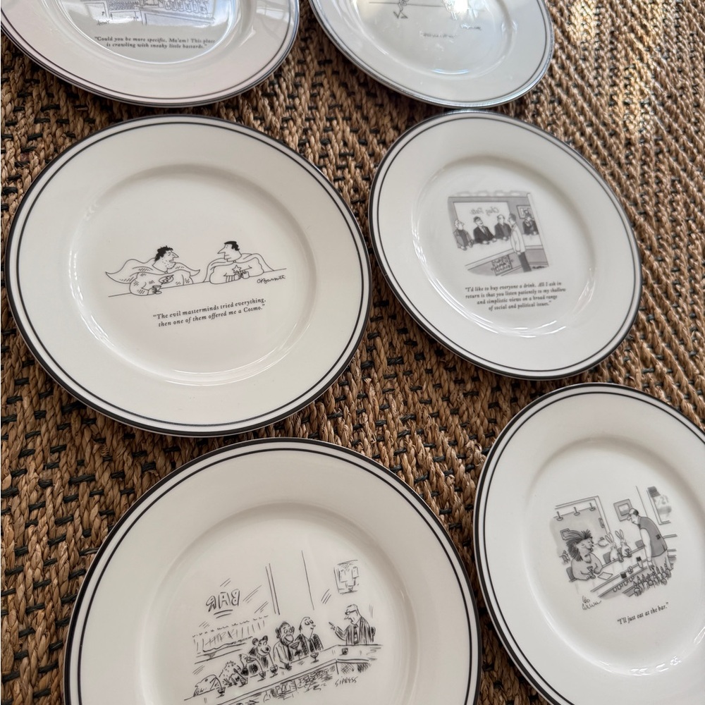 Restoration Hardware x New Yorker cocktail plates
